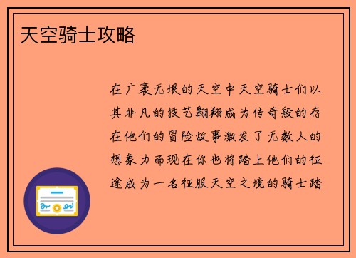 天空骑士攻略